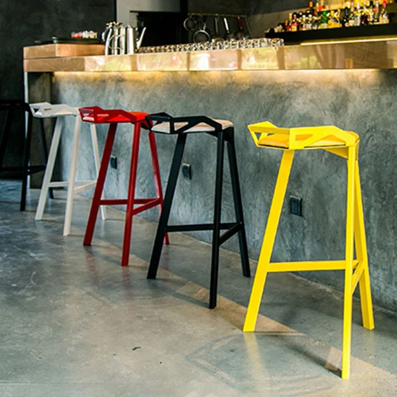 Sgabello da bar metallo stile industriale con schienale basso, sgabello da bar per cucina Clearhalo