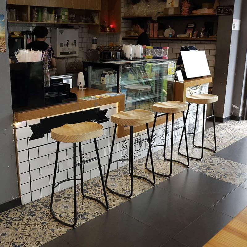 Sgabello da bar metallo stile moderno con poggiapiedi Sgabello da bar per negozio di tè al latte da 30 pollici Clearhalo