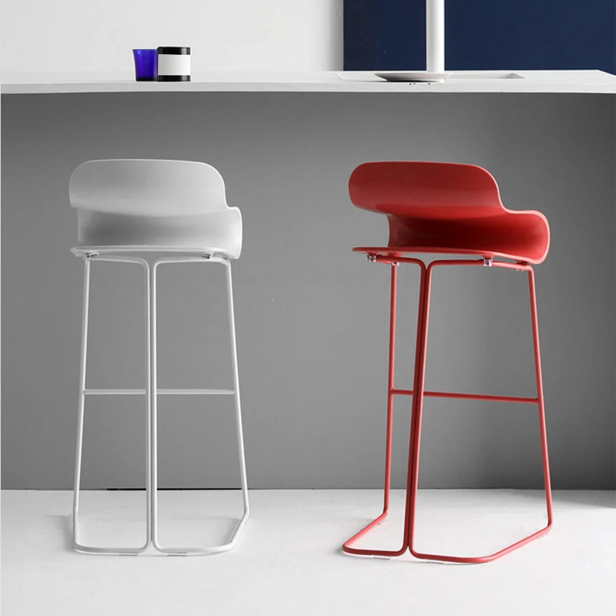 Sgabello da bar metallo stile nordico Sgabello da bar plastica per cucina Clearhalo