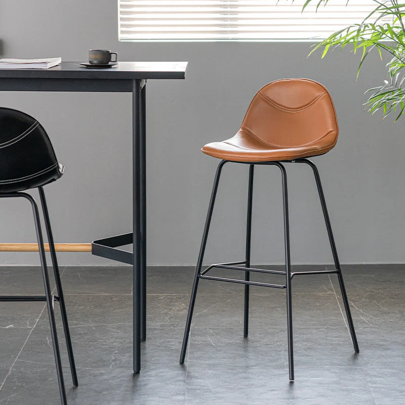 Sgabello da bar metallo stile scandinavo Sgabello da bancone ecopelle con 4 gambe Clearhalo