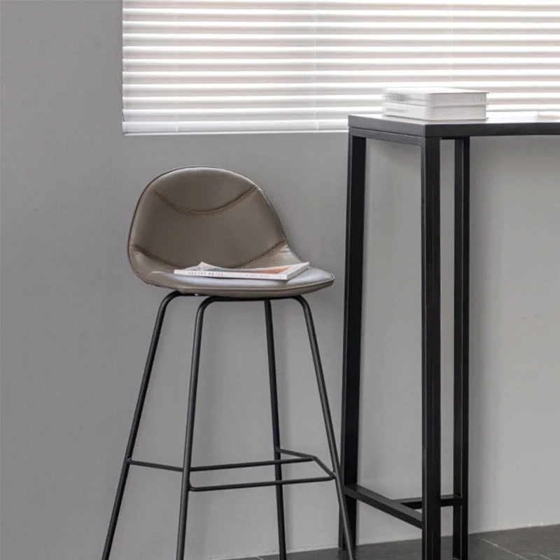 Sgabello da bar metallo stile scandinavo Sgabello da bancone ecopelle con 4 gambe Clearhalo