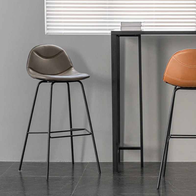 Sgabello da bar metallo stile scandinavo Sgabello da bancone ecopelle con 4 gambe Clearhalo