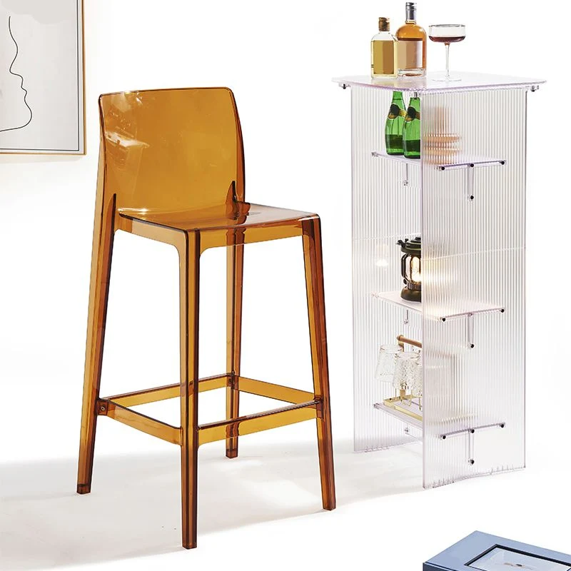 Sgabello da bar moderno acrilico con schienale basso senza braccioli e poggiapiedi Clearhalo