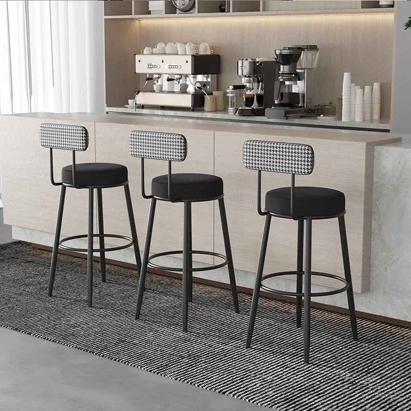 Sgabello da bar moderno con poggiapiedi per negozio di tè al latte, finitura opaca velluto Clearhalo