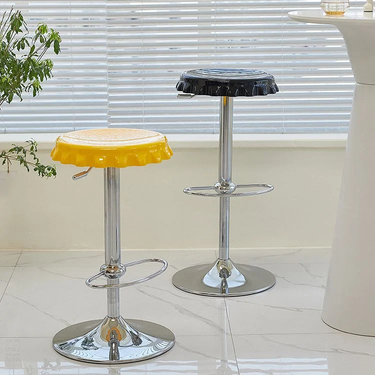 Sgabello da bar moderno con poggiapiedi per interni, senza schienale e senza braccioli, con base metallo Clearhalo