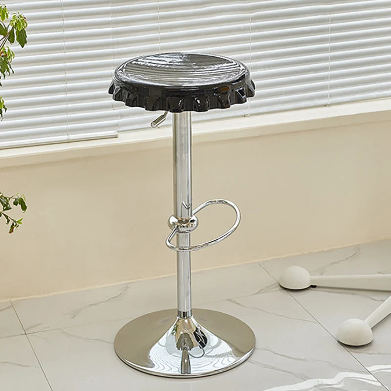 Sgabello da bar moderno con poggiapiedi per interni, senza schienale e senza braccioli, con base metallo Clearhalo