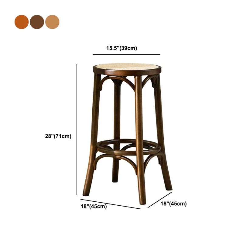 Sgabello da bar moderno con poggiapiedi rotondo Sgabello da bar rattan legno massello Clearhalo
