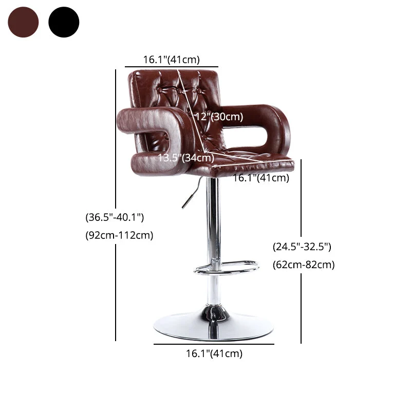 Sgabello da bar moderno con rivestimento PU, schienale girevole regolabile, sedia da bancone Clearhalo