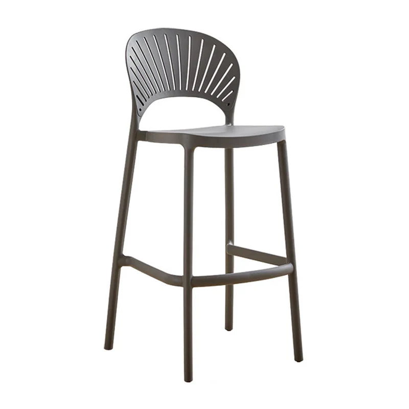 Sgabello da bar moderno con schienale basso, poggiapiedi plastica, sgabello da bancone impilabile Clearhalo