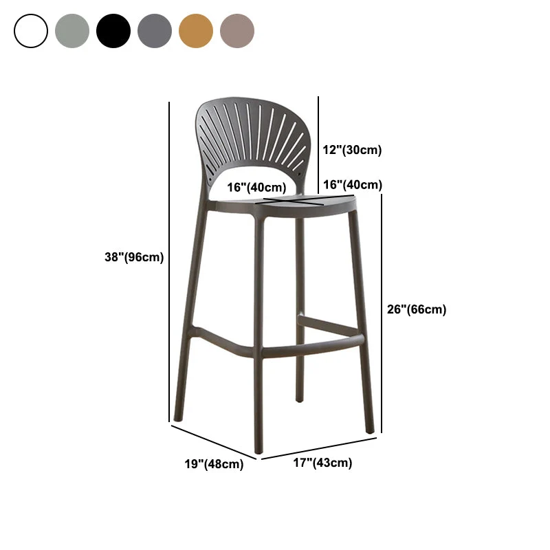 Sgabello da bar moderno con schienale basso, poggiapiedi plastica, sgabello da bancone impilabile Clearhalo