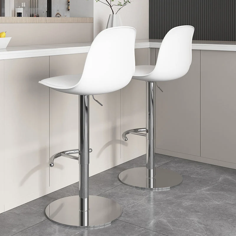 Sgabello da bar moderno con schienale basso, girevole e regolabile altezza, con base metallo Clearhalo