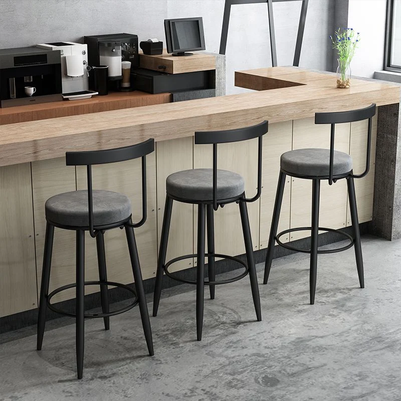 Sgabello da bar moderno con schienale basso velluto con finitura opaca Clearhalo