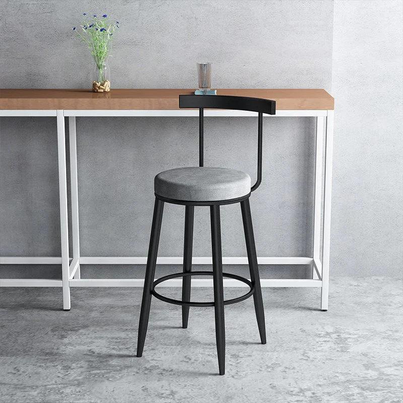 Sgabello da bar moderno con schienale basso velluto con finitura opaca Clearhalo