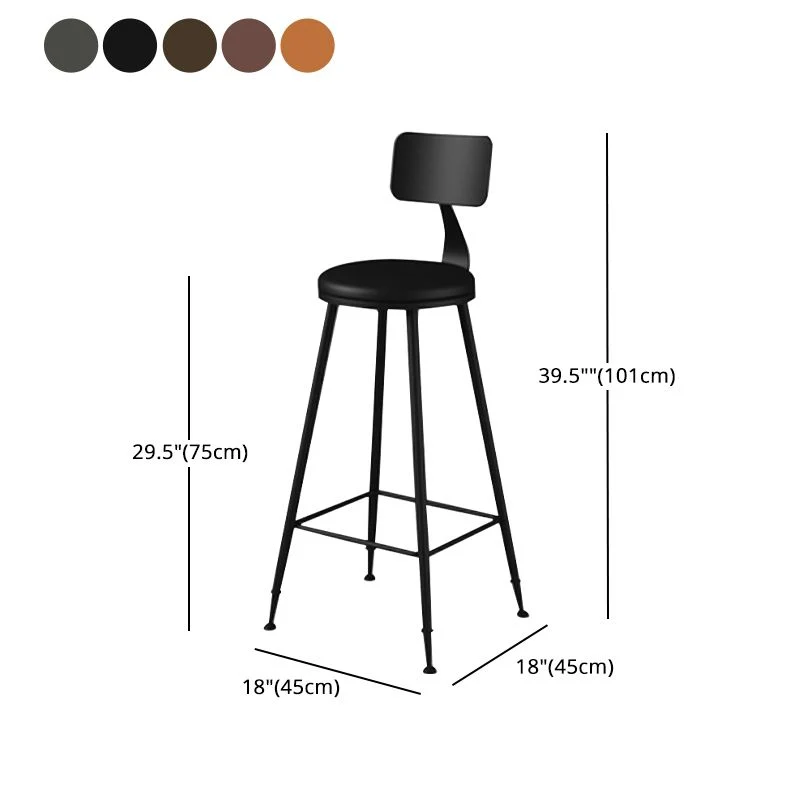 Sgabello da bar moderno con schienale senza braccioli, ferro, per uso domestico, con cuscino Clearhalo