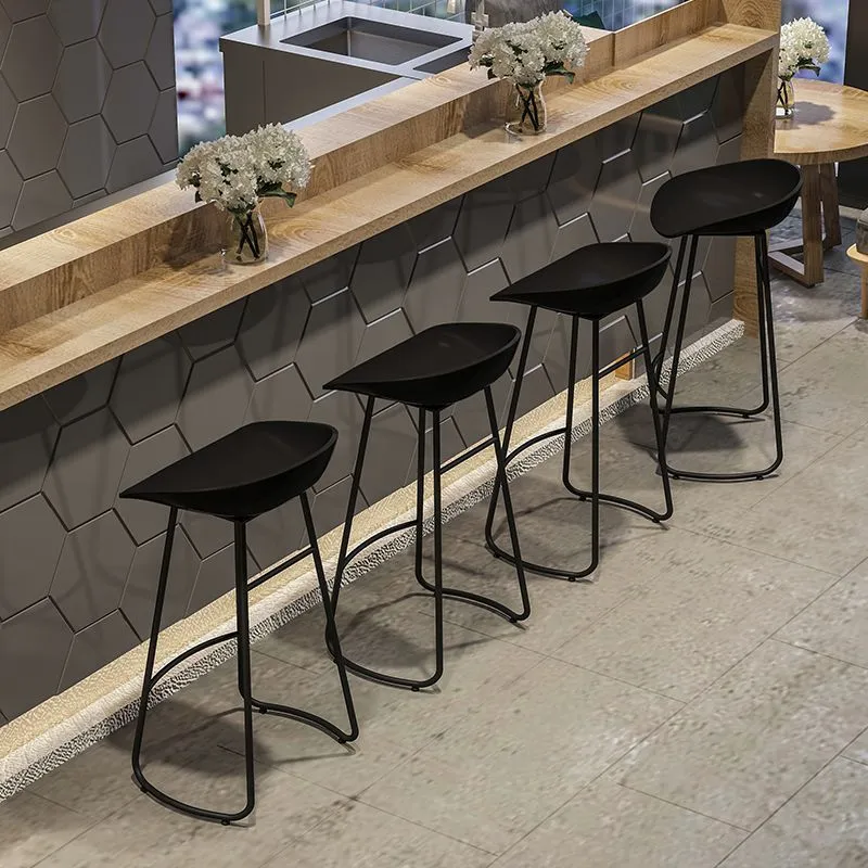 Sgabello da bar moderno con schienale senza braccioli, ferro, per uso domestico, con pedale Clearhalo
