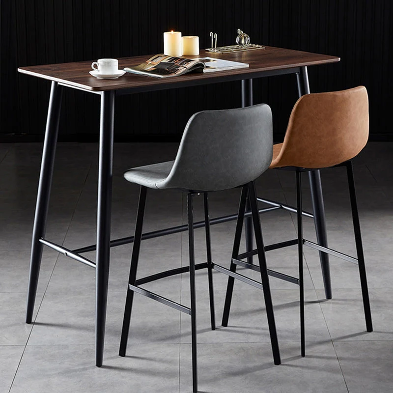 Sgabello da bar moderno con schienale senza braccioli, ferro, per uso domestico, con cuscino pelle Clearhalo