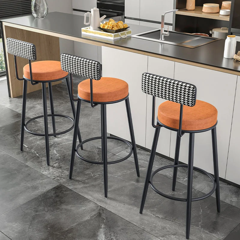 Sgabello da bar moderno con schienale senza braccioli, sgabello da bar da cucina ferro con cuscino velluto e pedale Clearhalo