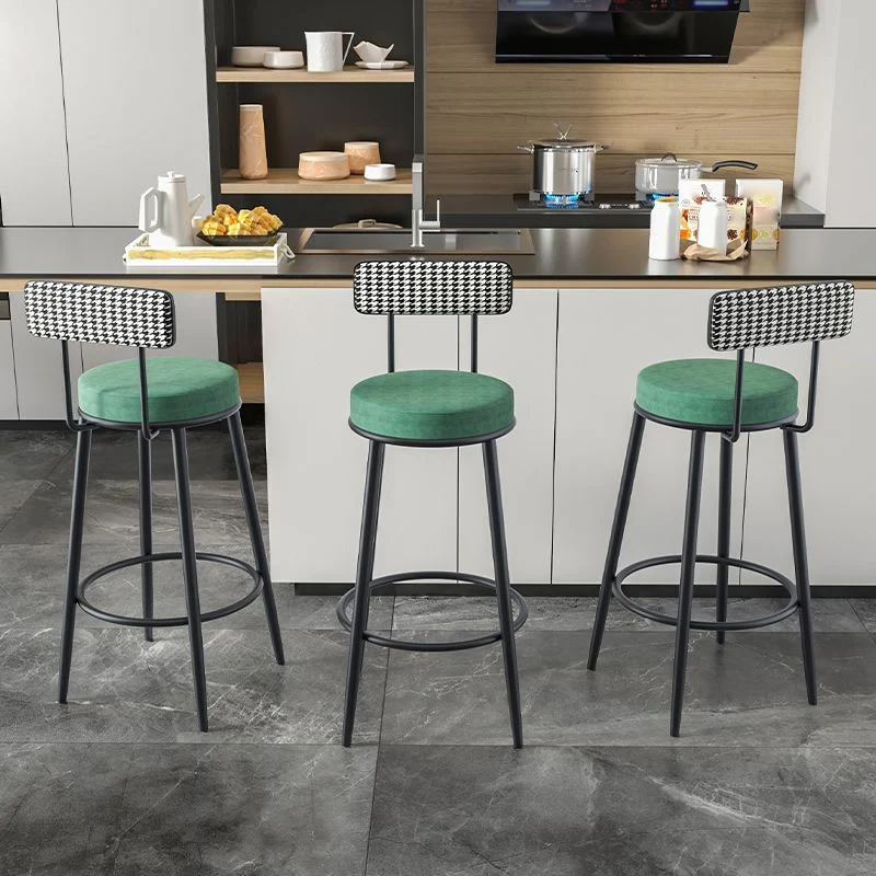 Sgabello da bar moderno con schienale senza braccioli, sgabello da bar da cucina ferro con pedale e cuscino Clearhalo