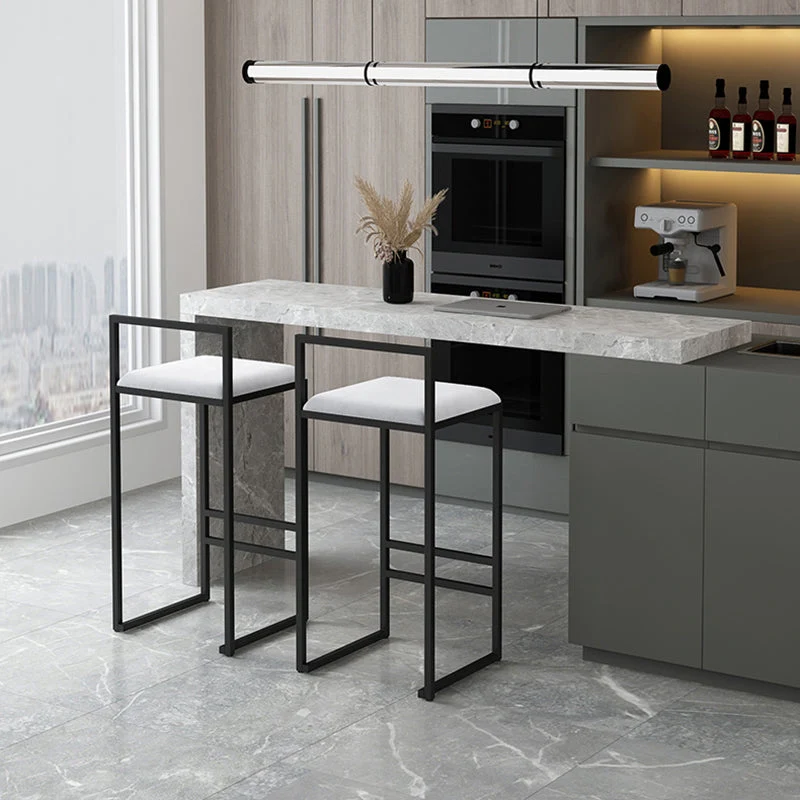 Sgabello da bar moderno con schienale senza braccioli, sgabello da bar da cucina ferro con cuscino e pedale Clearhalo