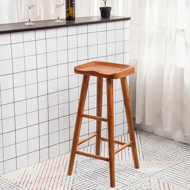 Sgabello da bar moderno con sedile sella, sgabello da bar, poggiapiedi legno massello Clearhalo