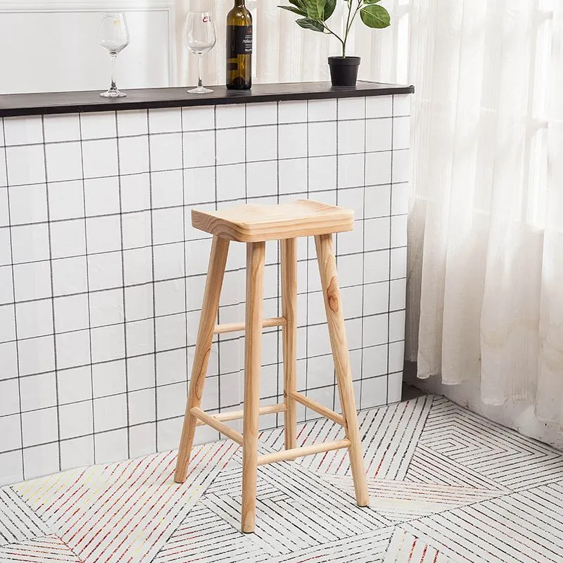 Sgabello da bar moderno con sedile sella, sgabello da bar, poggiapiedi legno massello Clearhalo