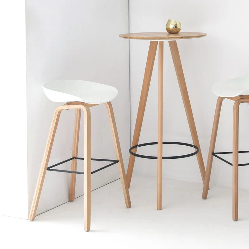 Sgabello da bar moderno faggio con schienale secchiello, sgabello ad altezza bancone con sedile plastica Clearhalo