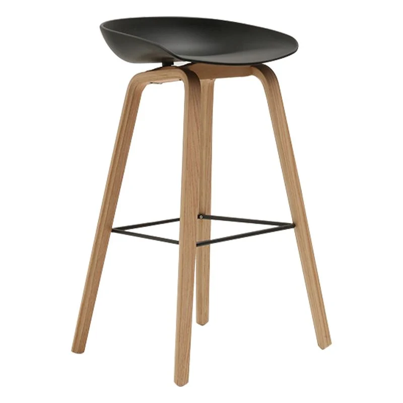Sgabello da bar moderno faggio con schienale secchiello, sgabello ad altezza bancone con sedile plastica Clearhalo