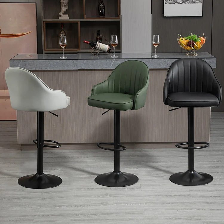 Sgabello da bar moderno girevole sollevabile acciaio per uso domestico con cuscino Clearhalo