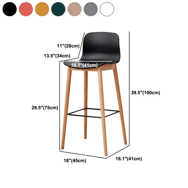 Sgabello da bar moderno legno Sgabello alto per interni semplice con schienale basso e sedile plastica Clearhalo