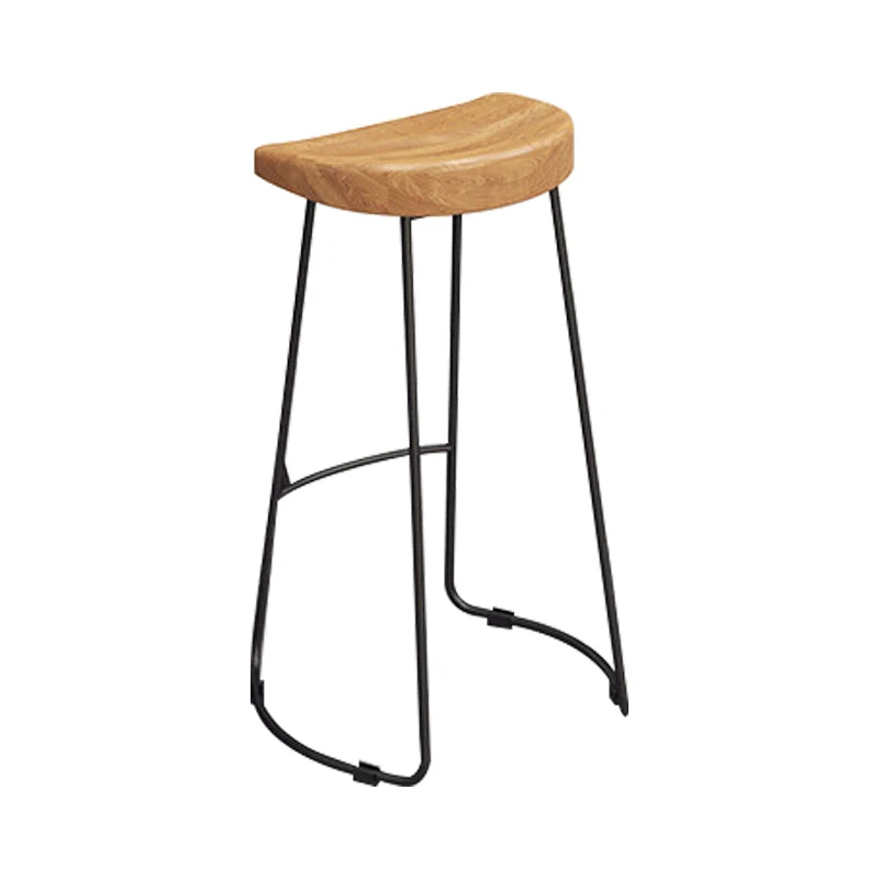 Sgabello da bar moderno legno Sgabello da bar metallo con seduta sagomata Clearhalo