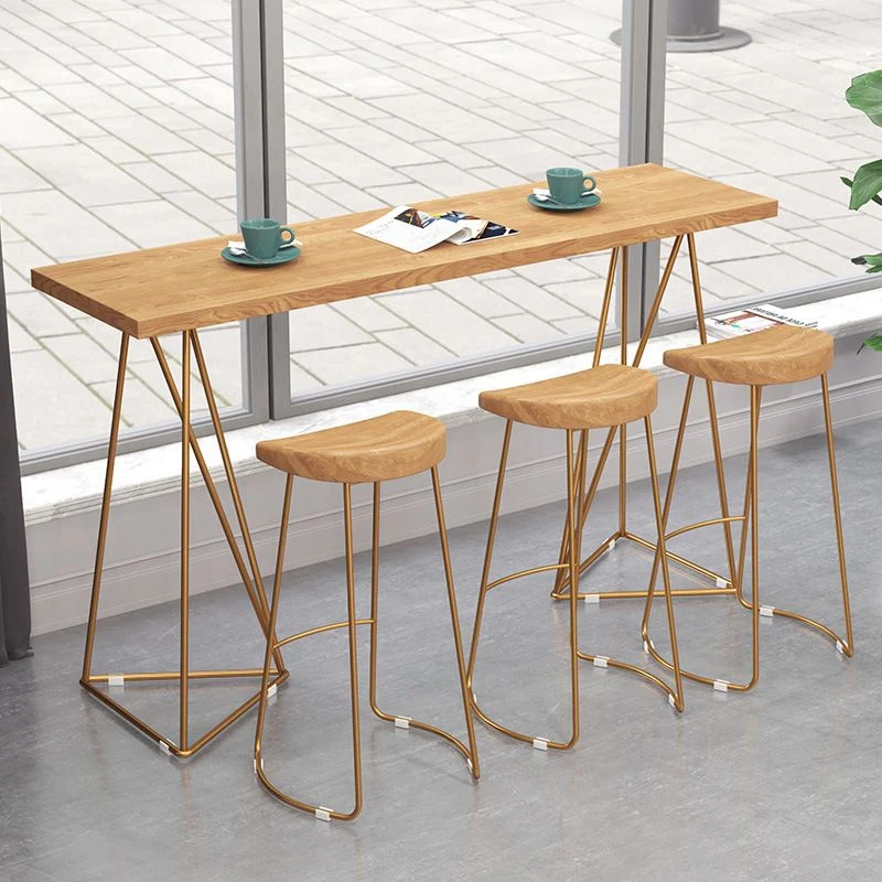 Sgabello da bar moderno legno Sgabello da bar metallo con seduta sagomata Clearhalo