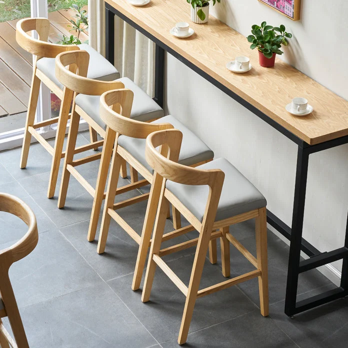 Sgabello da bar moderno legno Sgabello poggiapiedi con schienale basso Clearhalo