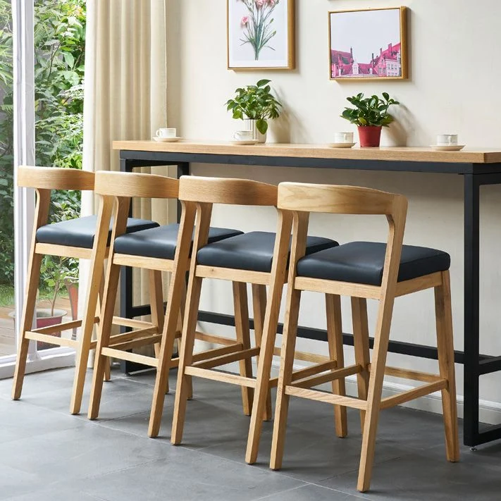 Sgabello da bar moderno legno Sgabello poggiapiedi con schienale basso Clearhalo