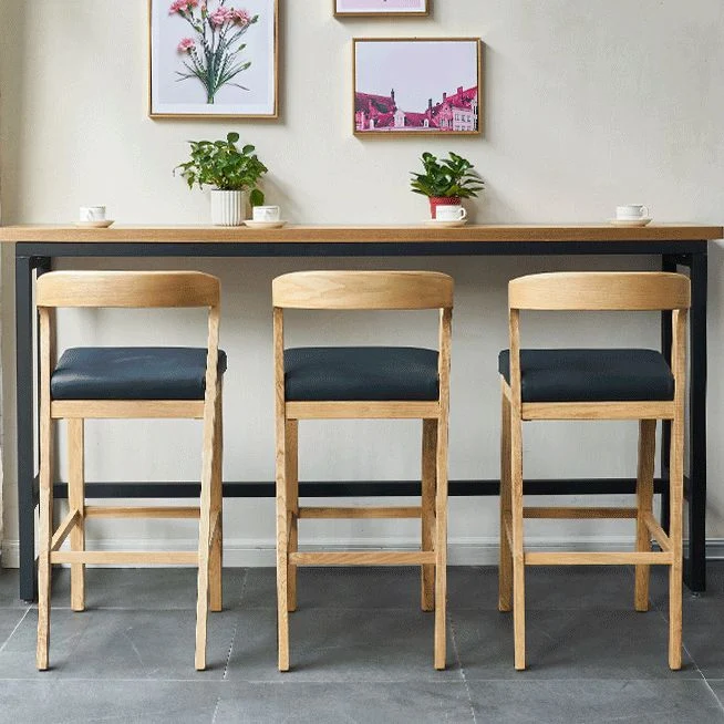 Sgabello da bar moderno legno Sgabello poggiapiedi con schienale basso Clearhalo