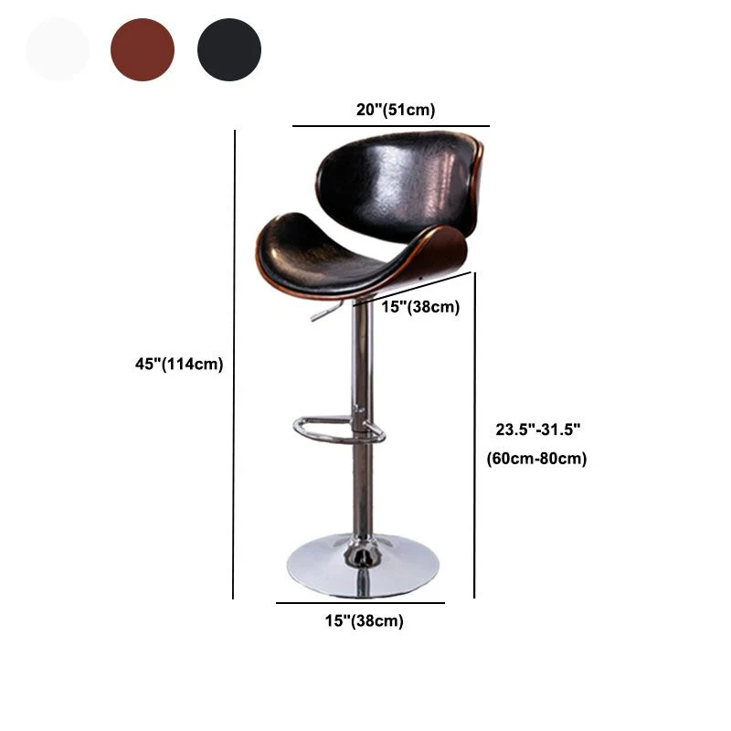 Sgabello da bar moderno metallo con poggiapiedi ecopelle con schienale basso Clearhalo