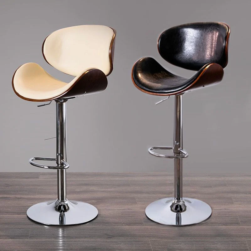 Sgabello da bar moderno metallo con poggiapiedi ecopelle con schienale basso Clearhalo