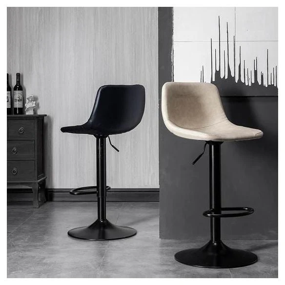 Sgabello da bar moderno metallo, ecopelle, con base nera, per la casa Clearhalo