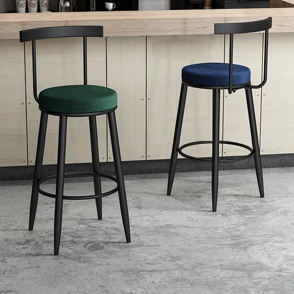 Sgabello da bar moderno metallo imbottito tessuto con finitura opaca per interni Clearhalo
