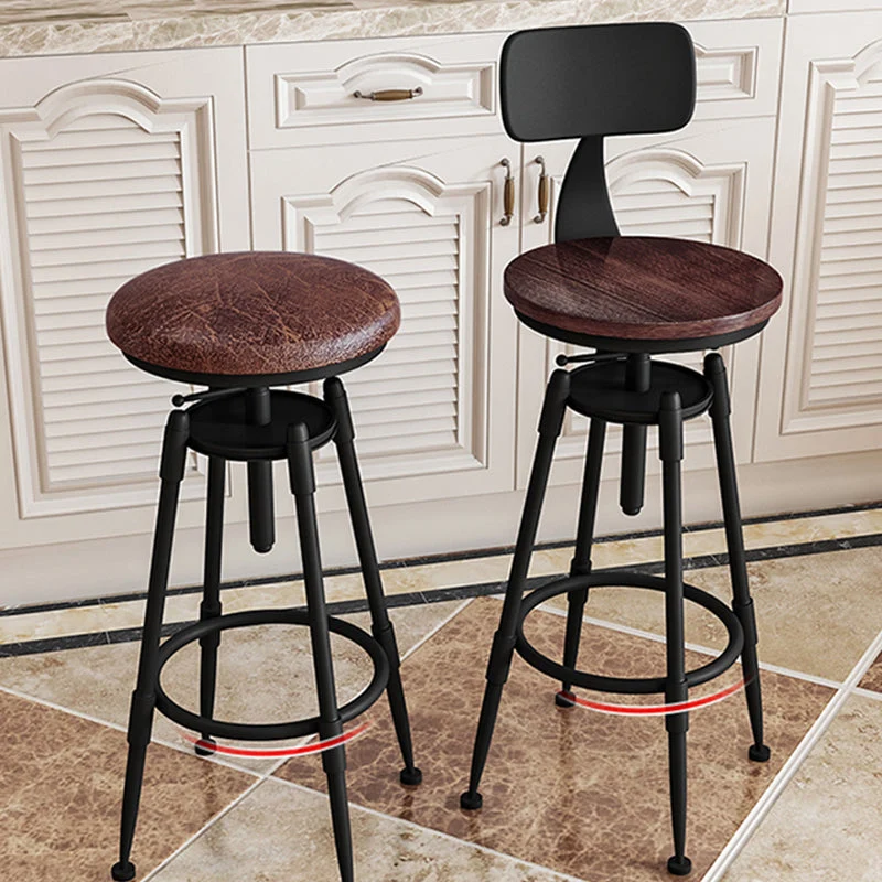 Sgabello da bar moderno metallo Sgabello da bancone legno ecopelle con finitura opaca per interni Clearhalo