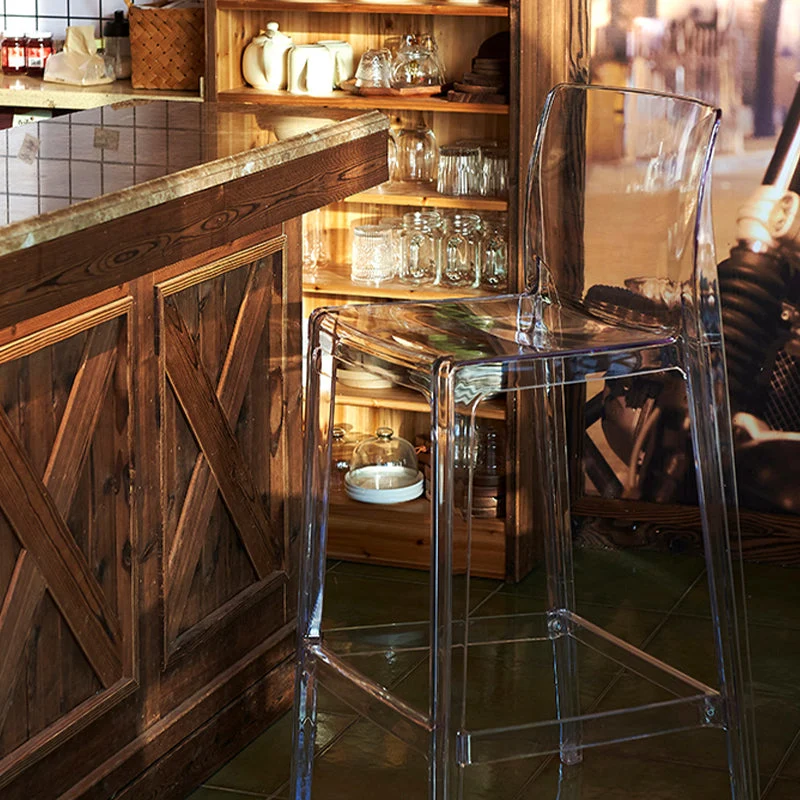 Sgabello da bar moderno per interni con schienale basso plastica e poggiapiedi Clearhalo