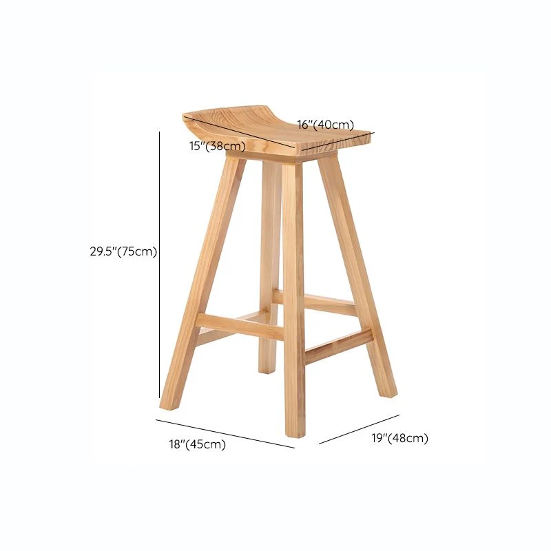 Sgabello da bar moderno per interni con poggiapiedi Sgabello da bar e bancone legno massello colore naturale Clearhalo
