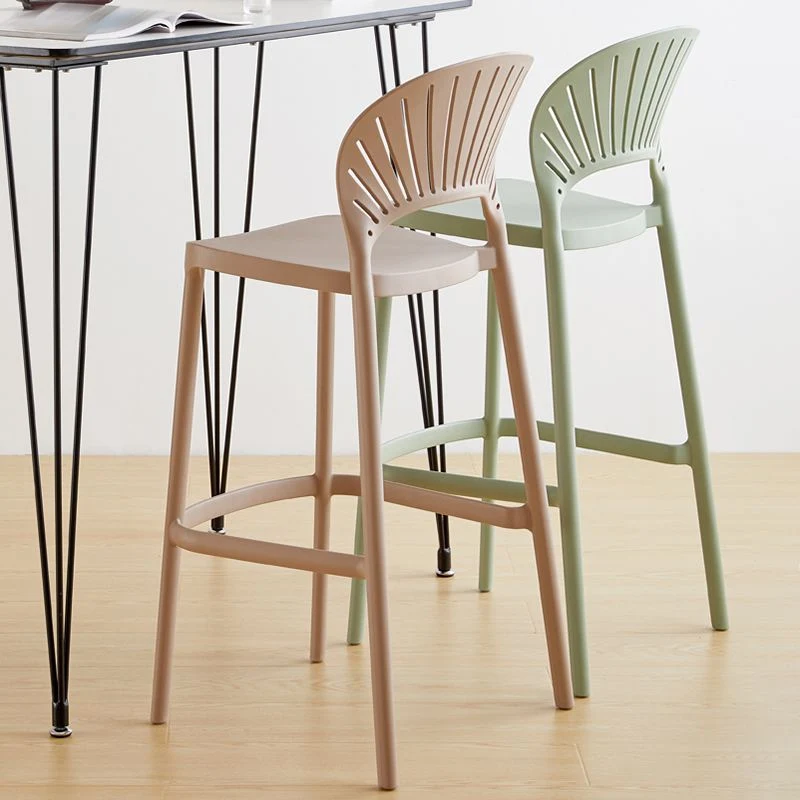 Sgabello da bar moderno plastica Sgabello da bancone con schienale basso plastica con finitura opaca per interni Clearhalo