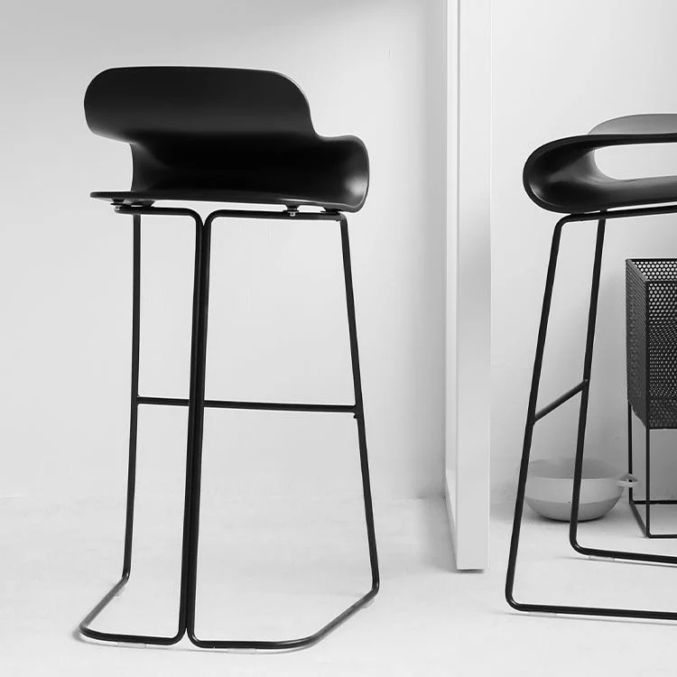 Sgabello da bar moderno plastica Sgabello con schienale basso con base metallo per soggiorno Clearhalo