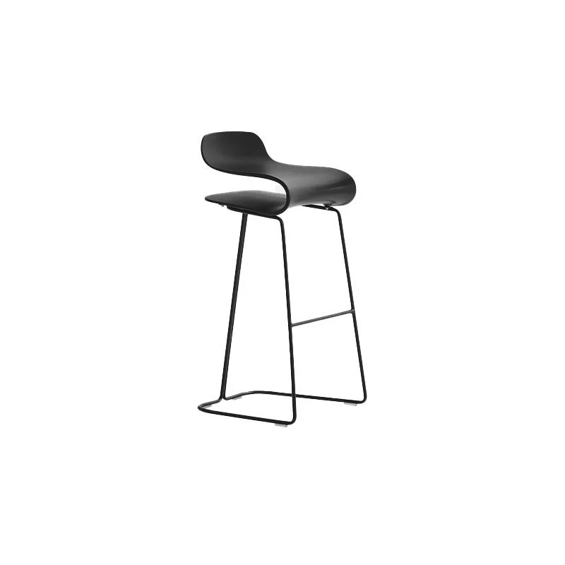 Sgabello da bar moderno plastica Sgabello con schienale basso con base metallo per soggiorno Clearhalo