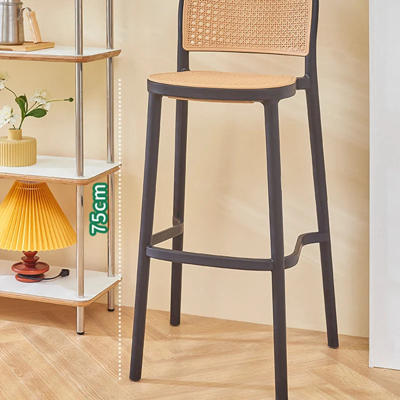 Sgabello da bar moderno senza braccioli plastica, seduta quadrata con struttura plastica bianca e nera Clearhalo