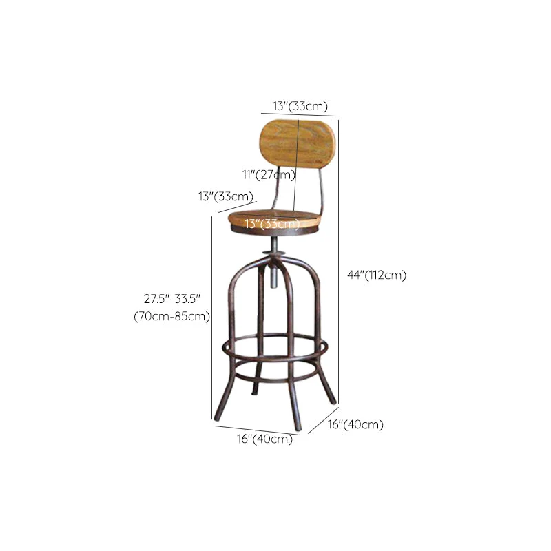 Sgabello da bar moderno senza braccioli Sgabello da bar metallo con seduta legno Clearhalo