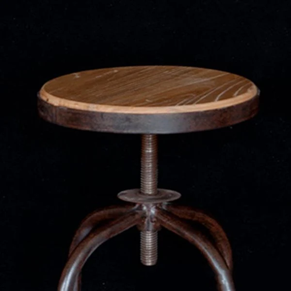 Sgabello da bar moderno senza braccioli Sgabello da bar metallo con seduta legno Clearhalo