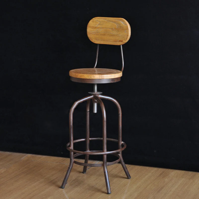 Sgabello da bar moderno senza braccioli Sgabello da bar metallo con seduta legno Clearhalo