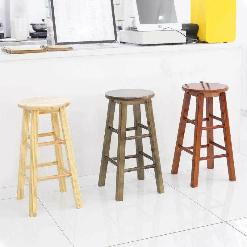 Sgabello da bar moderno senza schienale e senza braccioli, legno, per uso domestico, con sedile e pedale legno Clearhalo