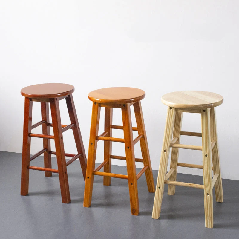 Sgabello da bar moderno senza schienale e senza braccioli, legno, per uso domestico, con sedile e pedale legno Clearhalo